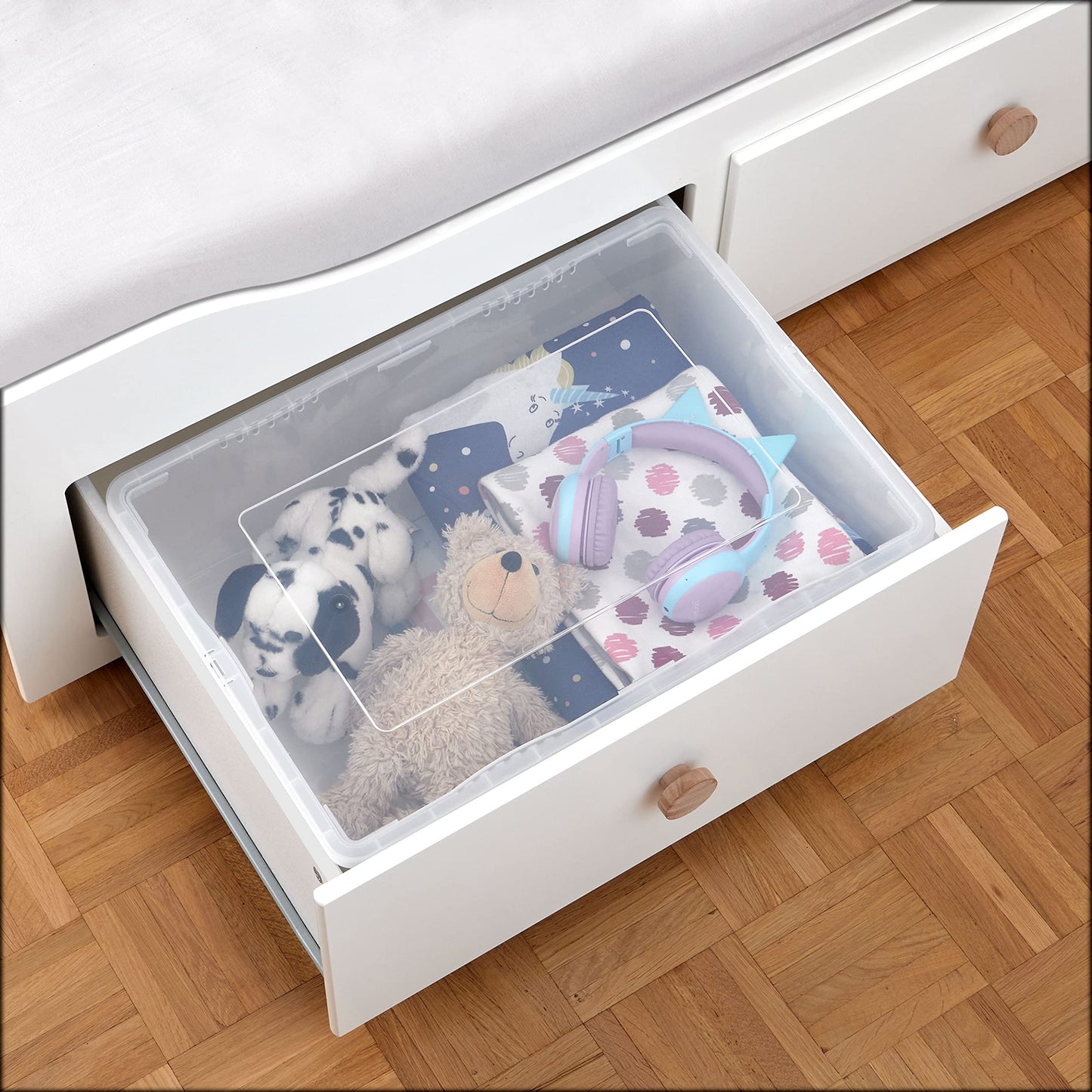 Grizzly Storage Boxes with Lid Transparent – Transparent Boxes, Stackable, with Ventilation, 5er Set, 10 l