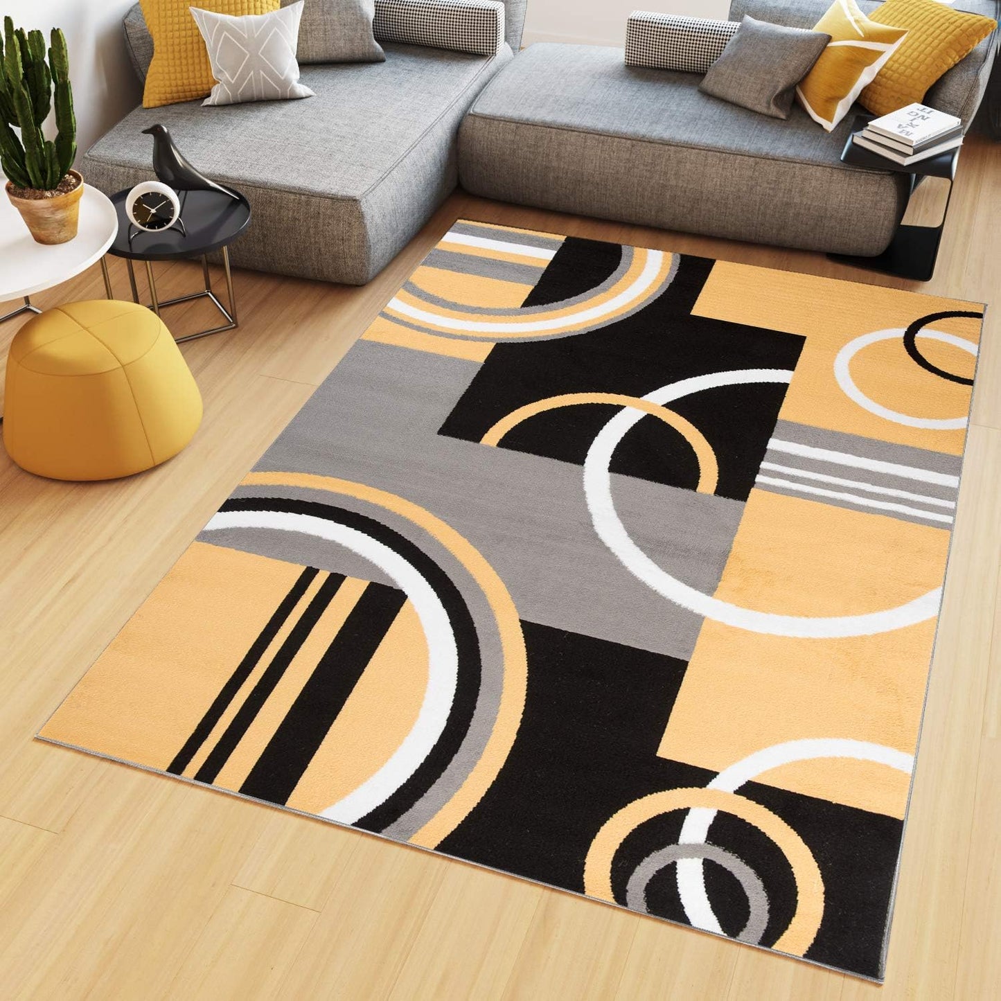 TAPISO Maya Kollektion Teppich Kurzflor Modern Grau Weiß Dunkelgrau Schwarz Blau Meliert Figuren Design Wohnzimmer Schlafzimmer Jugendzimmer ÖKOTEX 120 x 170 cm