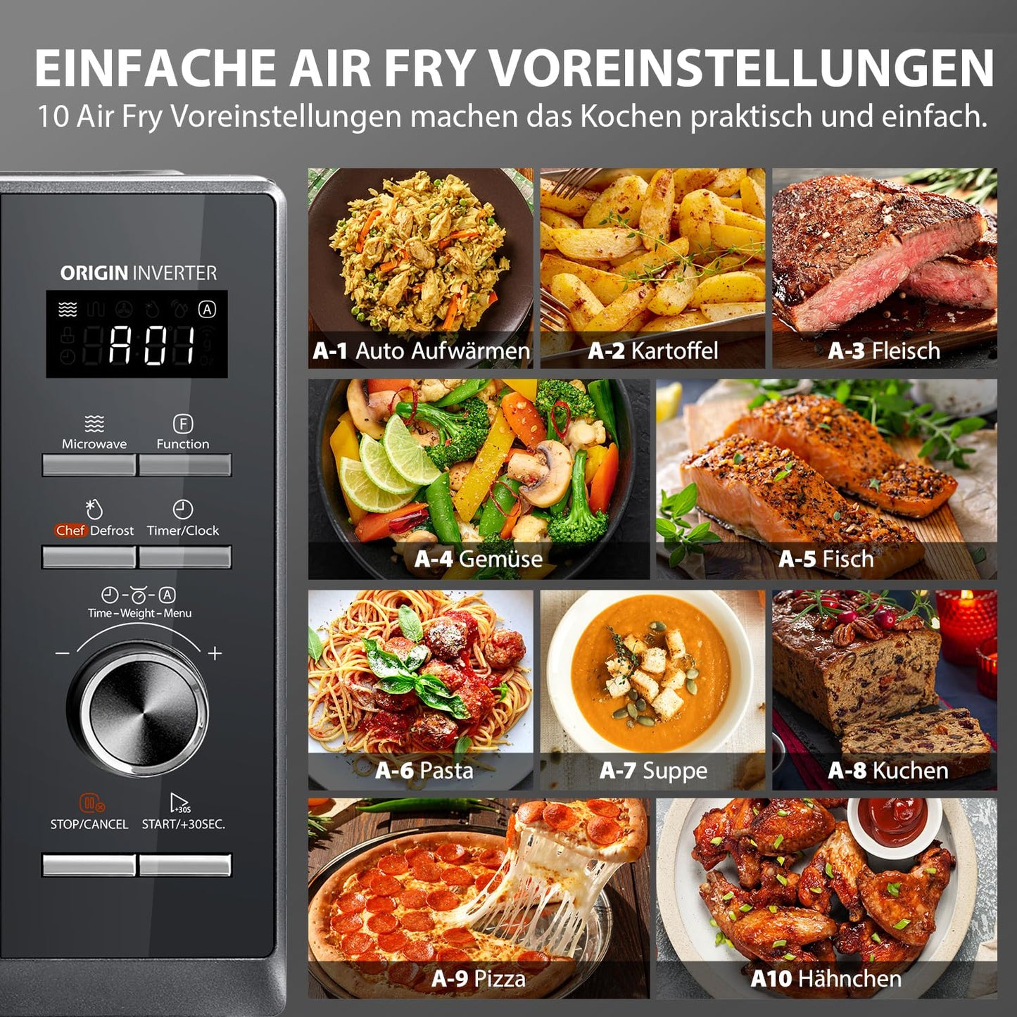 Toshiba MW3-AG20PE(BK) Mikrowellen mit Grill 20L 3-in-1 Mikrowellenherd, Chef-Abtauung, Mikrowelle, Grill, Kombi, 5 Leistungsstufen, 8 Automatikprogrammen, Einfacher Reinigung, Schwarz