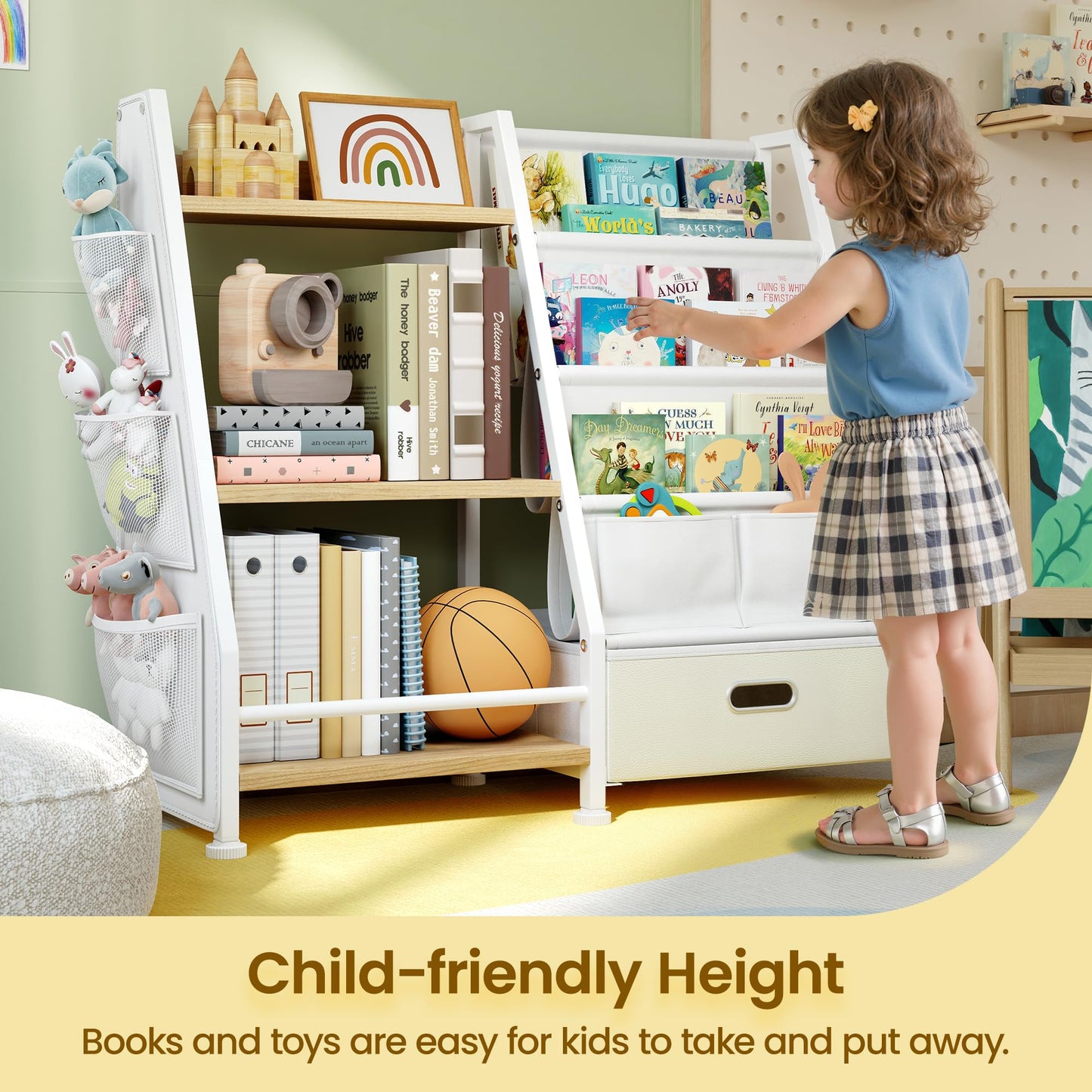 Children's Bookcase Children's Room Toy Shelves: Open Storage Shelf with 6 Compartments - Toddler Display Books Furniture, Nursery, Playroom