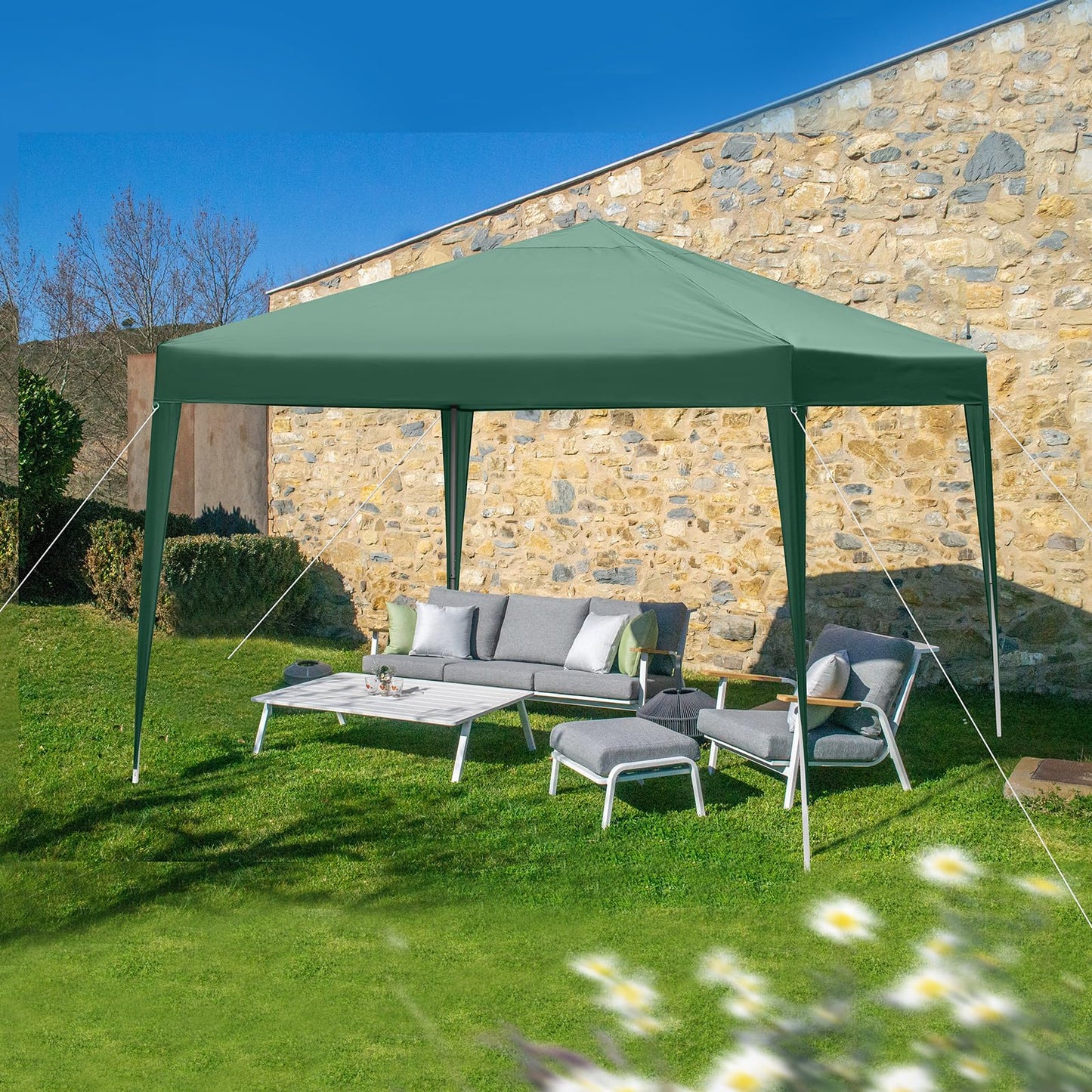 Gazebo 3 x 6 m, Folding Gazebo, Waterproof, Stable, Winterproof, UV Protection 50+, 420D Oxford, Foldable Height Adjustable, Party Tent, Garden Tent, for Garden, Camping, Outdoor, Black, 6