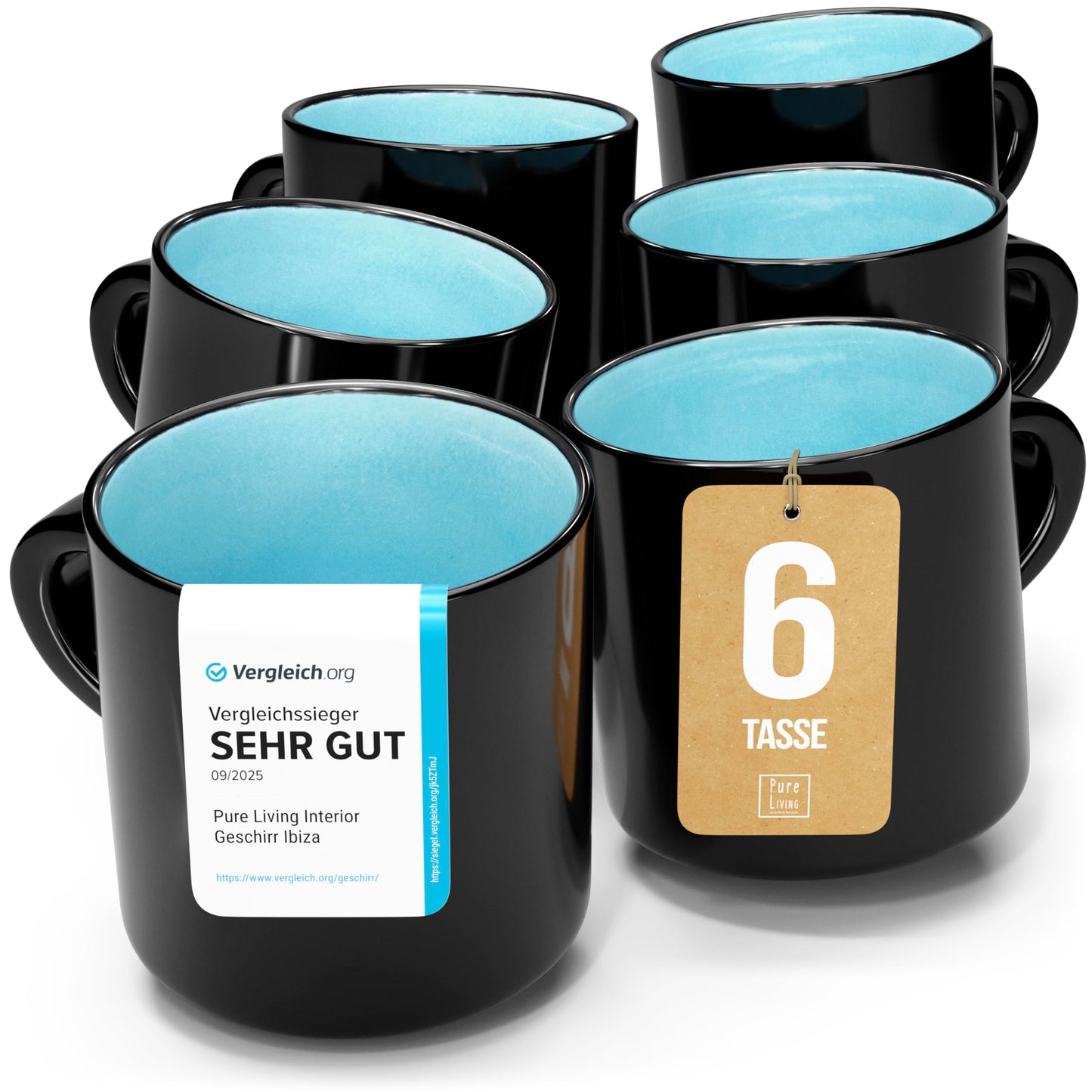 Ibiza Stoneware Crockery Set for 12 People, 48 Pieces, Test Winner, Dreamlike Mediterranean Stoneware Crockery Set, Bowl and Plate Set, Dinner Service for 12 People, Pure Living Crockery Sets in Deep