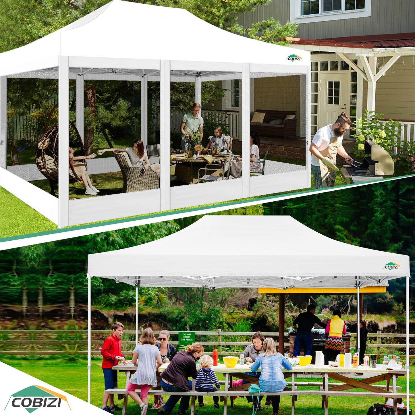 COBIZI Pavillon 3x3 Faltpavillon 3x3 Wasserdicht Stabil, Partyzelt Gartenpavillon UV-Schutz mit 4 Seitenwänden aus Mesh, Schwarz