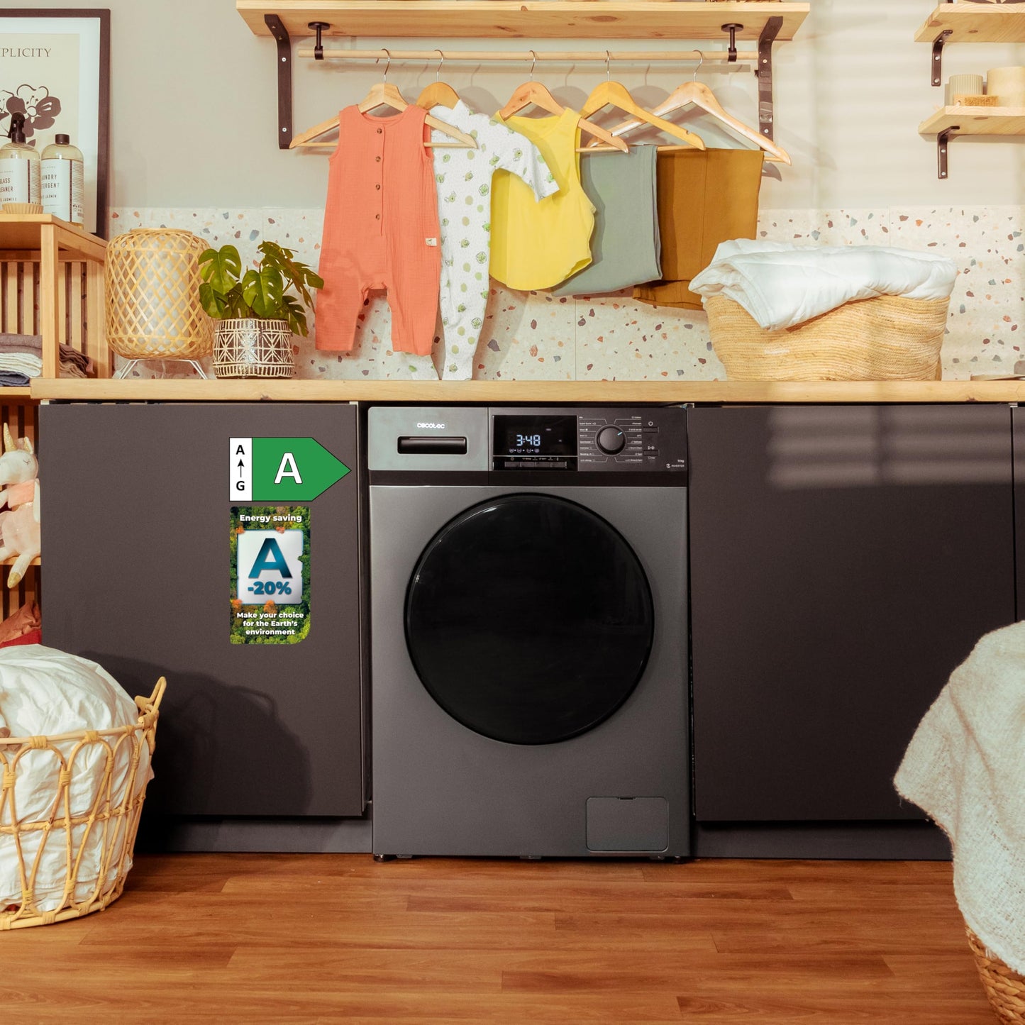 Cecotec Waschmaschine 7 kg Frontlader Bolero Dresscode 7410 Inverter A. 1850W, 1200 U/min einstellbar, 16 Programme, Inverter Plus Motor, Niedriger Verbrauch, Dampf, Kleidung sterilisieren