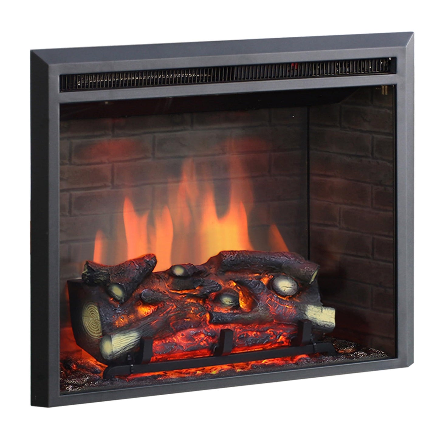 BALDERIA Calida 26" Elektrokamin - Elektrischer Einbaukamin mit 3D-Flammeneffekt | Elektro Heizung 2000W | Knister-Sound | Kamin mit Fernbedienung & Thermostat | Schwarz