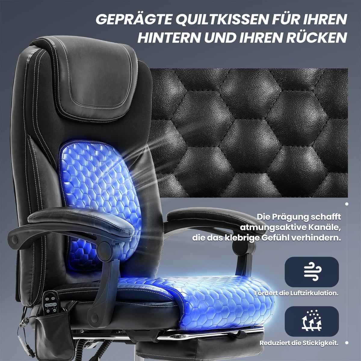 COLAMY Chefsessel aus Atmungsaktivem Leder – Ergonomischer Bürostuhl mit Taschenfederkern-Sitzkissen, Flip-up-Armlehnen& Leisen Rollen für Homeoffice und Büro, Schwarz