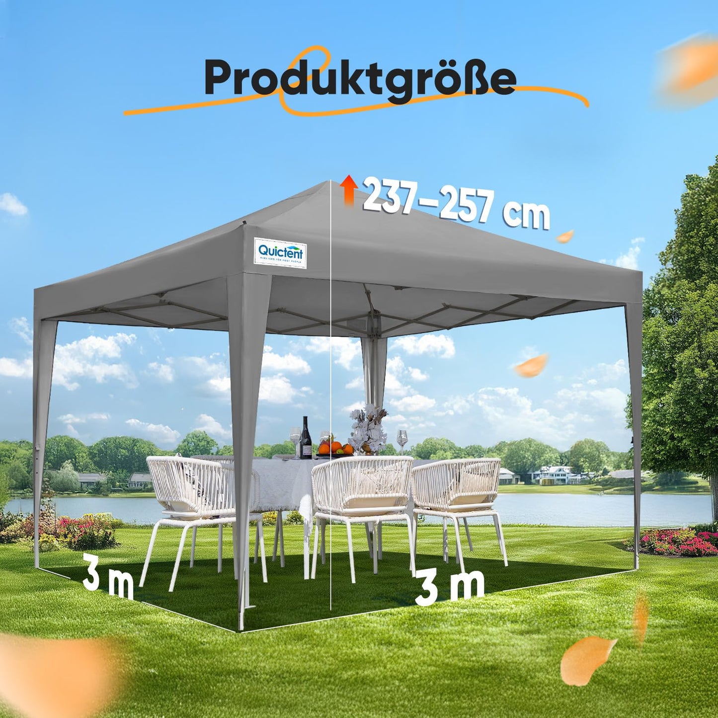 Quictent Gazebo 3 x 3 Folding Gazebo with 4 Side Panels, Waterproof Garden Gazebo (Khaki)