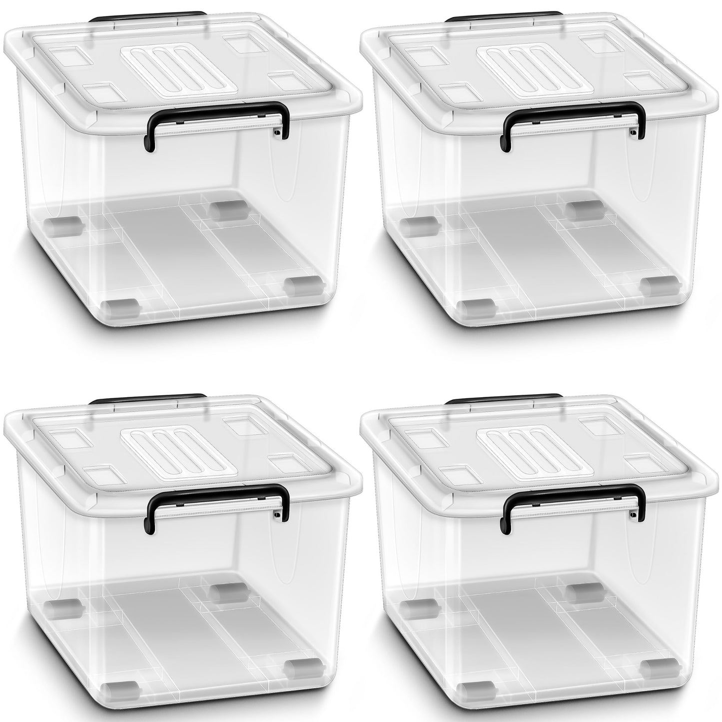 tillvex® Storage Boxes with Lid, Set of 6, 13 Litres, Food Safe, Plastic Boxes Set, Stackable, Storage Organiser System Box, Large, Storage Box, Clothes Boxes, 100% New Material