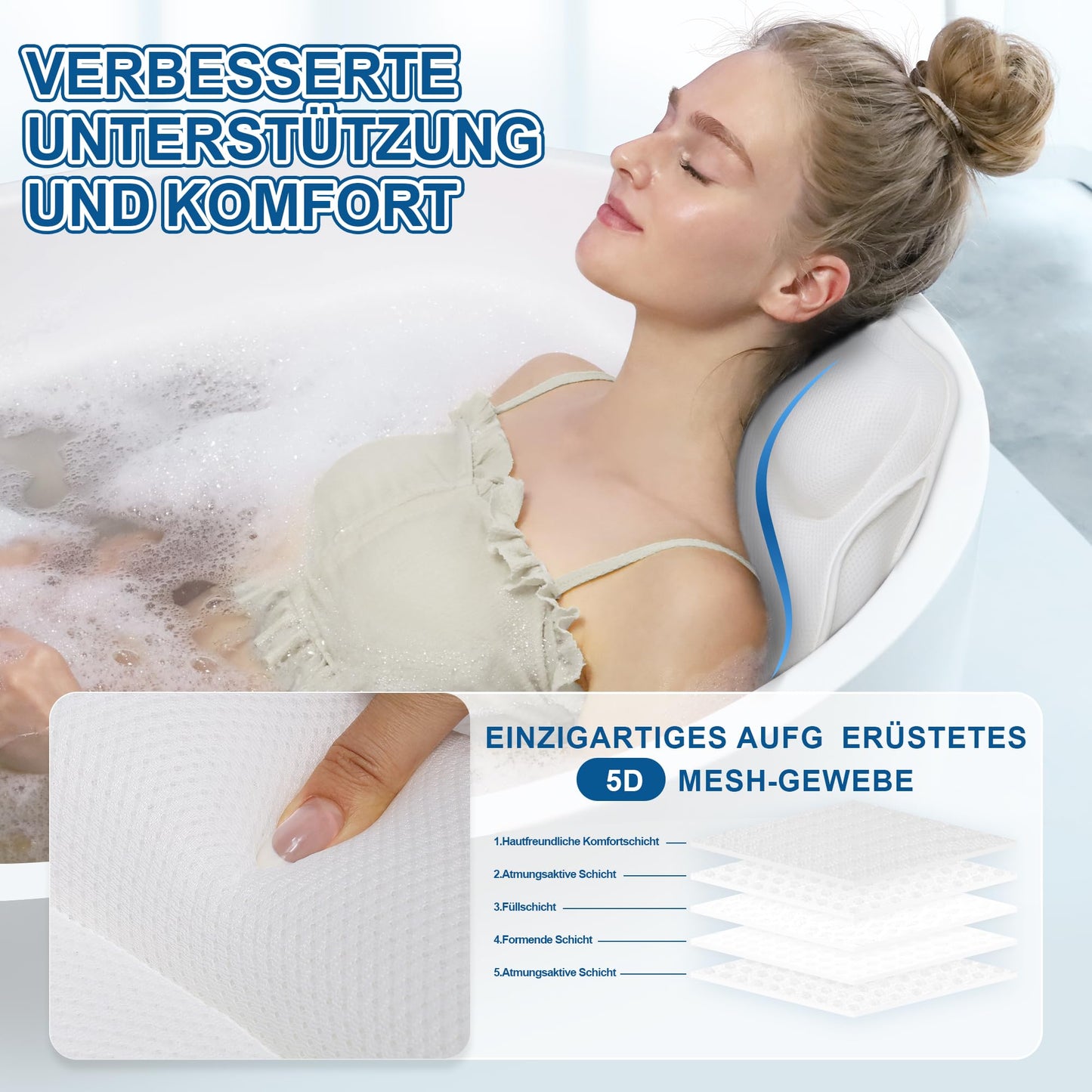 Luxury Thick Full Body Bath Pillow Mat & Cushion for Bathtub Headrest Neck Shoulder Supports Comfort Relaxation Spa Accessories