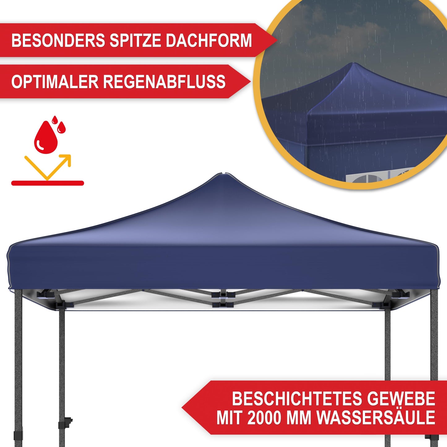 Gazebo - 3 x 3 m - Large Entrance - Waterproof - Pop Up Frame - Side Walls with 3 x 3 Windows - Additional with Bag - Foldable Outdoor Gazebo Folding Gazebo (Grey)