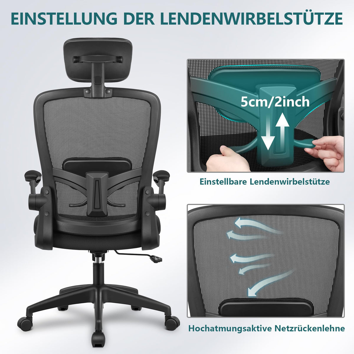 FelixKing Office Chair Ergonomic Desk Chair with Adjustable Headrest, Armrests, Lumbar Support, High Back Office Chair, Desk Chair up to 300 lbs Load Capacity (Black)