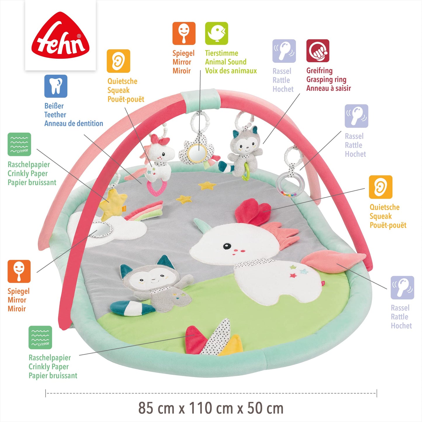 Fehn 3D Baby Play Gym with Beetle Motif Rainbow rainbow