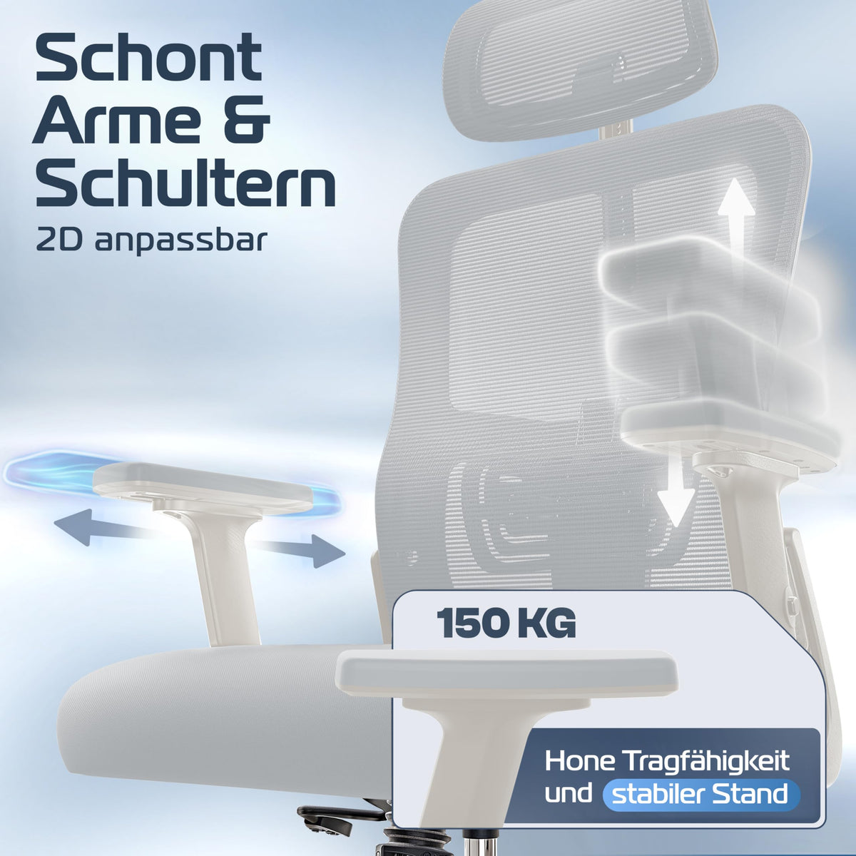 CLOUVOU BrightSeat Ergonomic Office Chair [Test Winner] Desk Chair 100% Individually Adjustable Office Chair & Gaming Chair Computer Chair Home Office Chair Ergonomic Swivel Chair 150 kg
