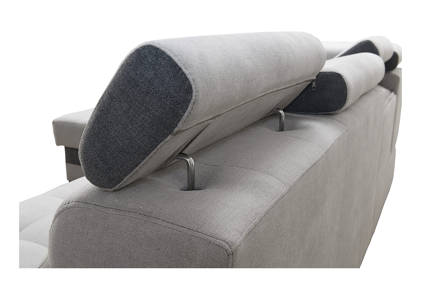 Robin Grand Ecksofa mit Schlaffunktion Bettkasten Kopfstützen Relaxfunktion Silber