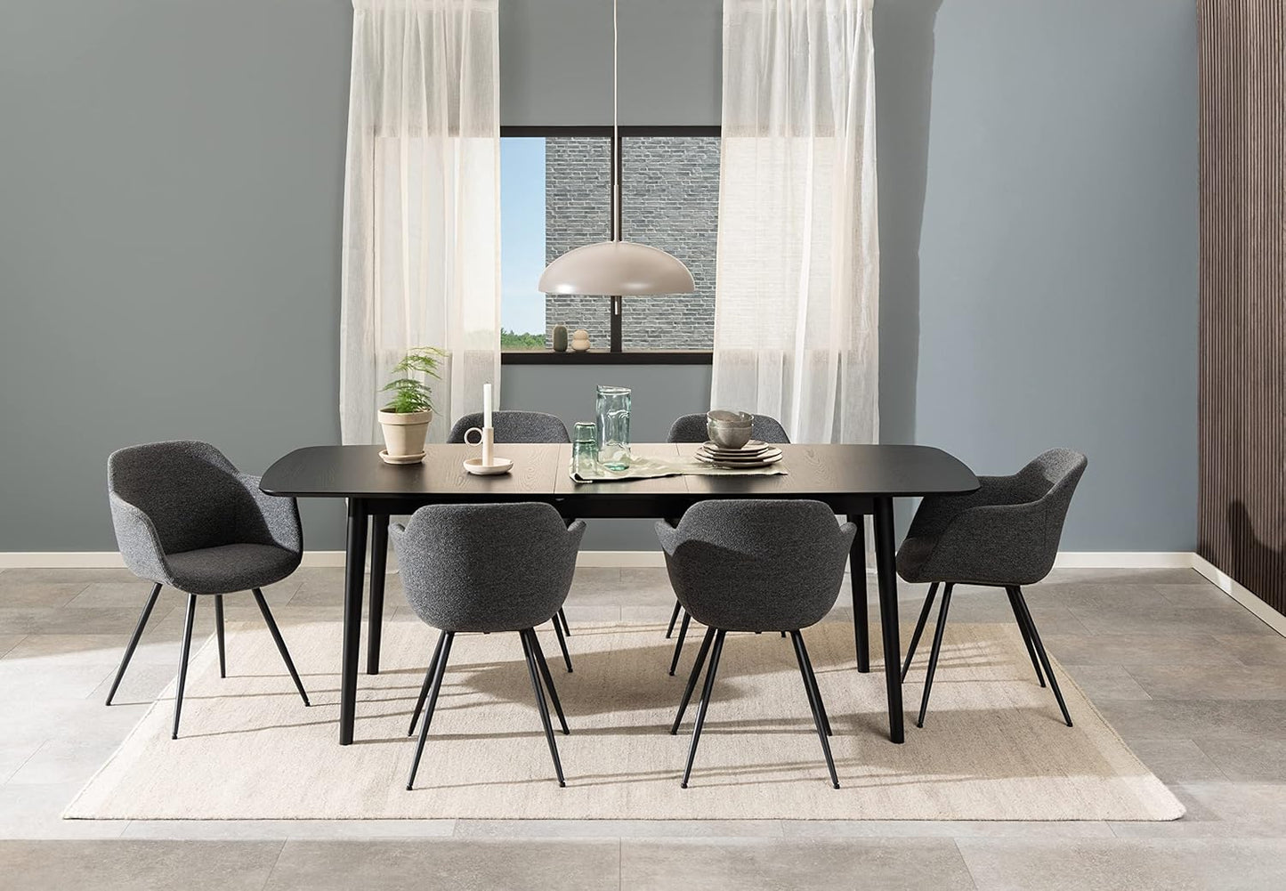 AC Design Furniture Monty Extendable Dining Table for 6 Seater Rectangular Table Top in White Round Legs Kitchen Table with Pull-Out Top W 180 x H 75 x D 90 cm