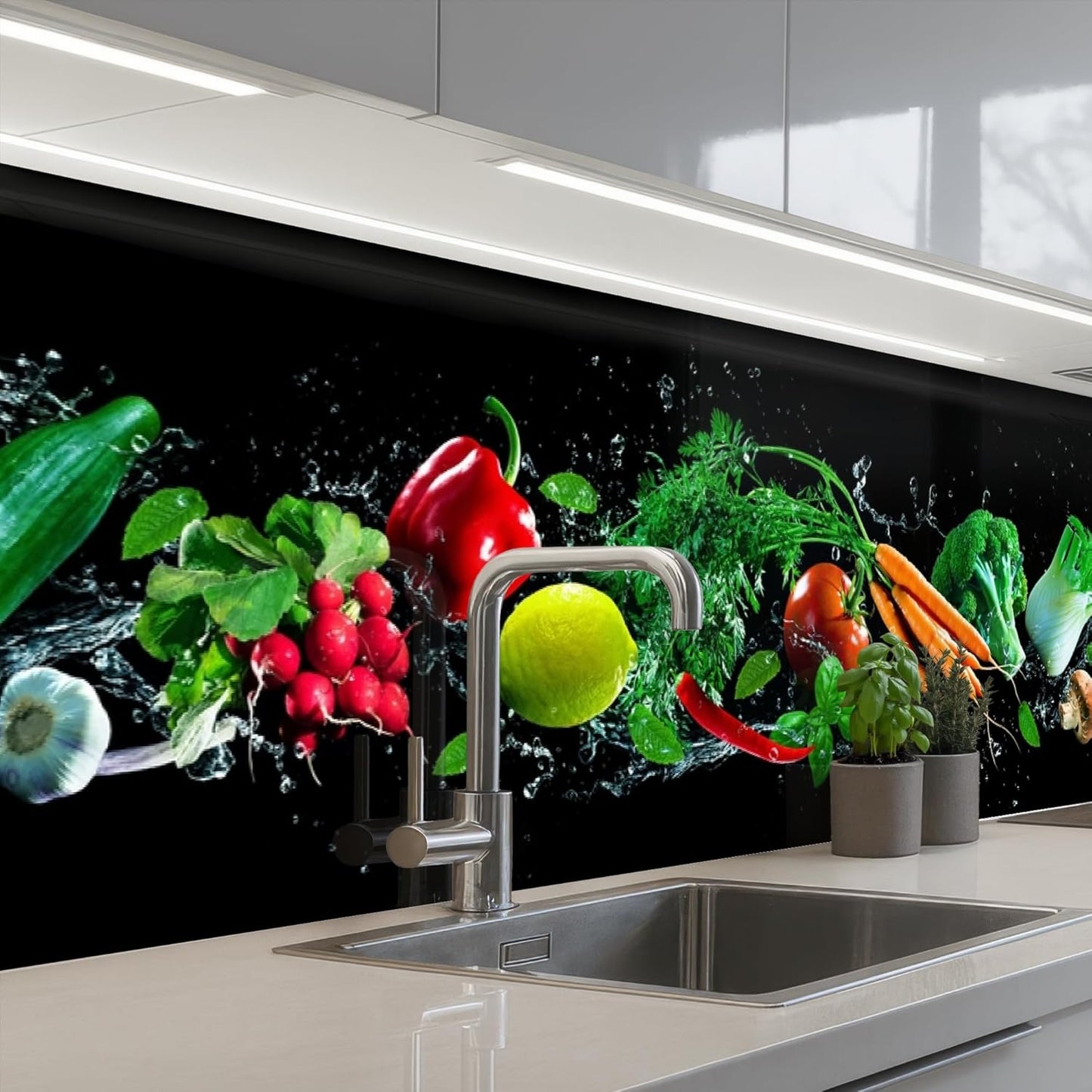 Back Wall Kitchen 60 x 80 cm Back Wall Protection Self-Adhesive Splash Guard Kitchen Back Wall Kitchen Front Kitchen Self-Adhesive Kitchen Back Walls Black - Marble - Gold - Nerf