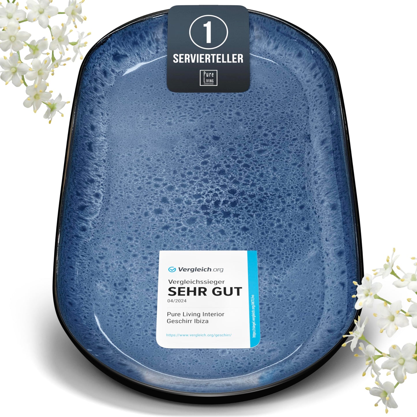 Ibiza Stoneware Crockery Set for 12 People, 48 Pieces, Test Winner, Dreamlike Mediterranean Stoneware Crockery Set, Bowl and Plate Set, Dinner Service for 12 People, Pure Living Crockery Sets in Deep