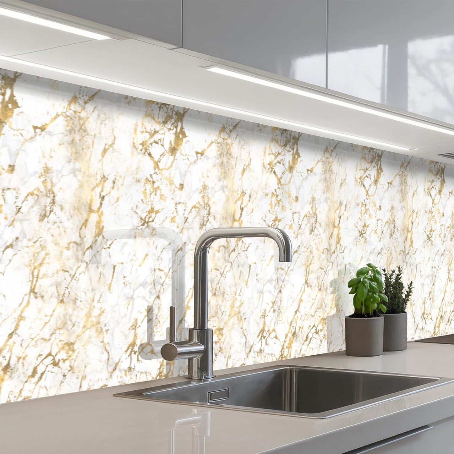 Back Wall Kitchen 60 x 80 cm Back Wall Protection Self-Adhesive Splash Guard Kitchen Back Wall Kitchen Front Kitchen Self-Adhesive Kitchen Back Walls Black - Marble - Gold - Nerf