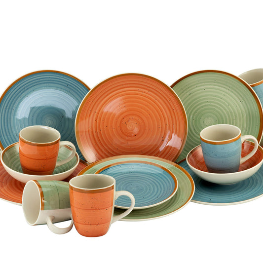 CreaTable, 22851 COUNTRY 24-Piece Crockery Set, Stoneware Crockery Set, Dishwasher and Microwave Safe, Quality Production