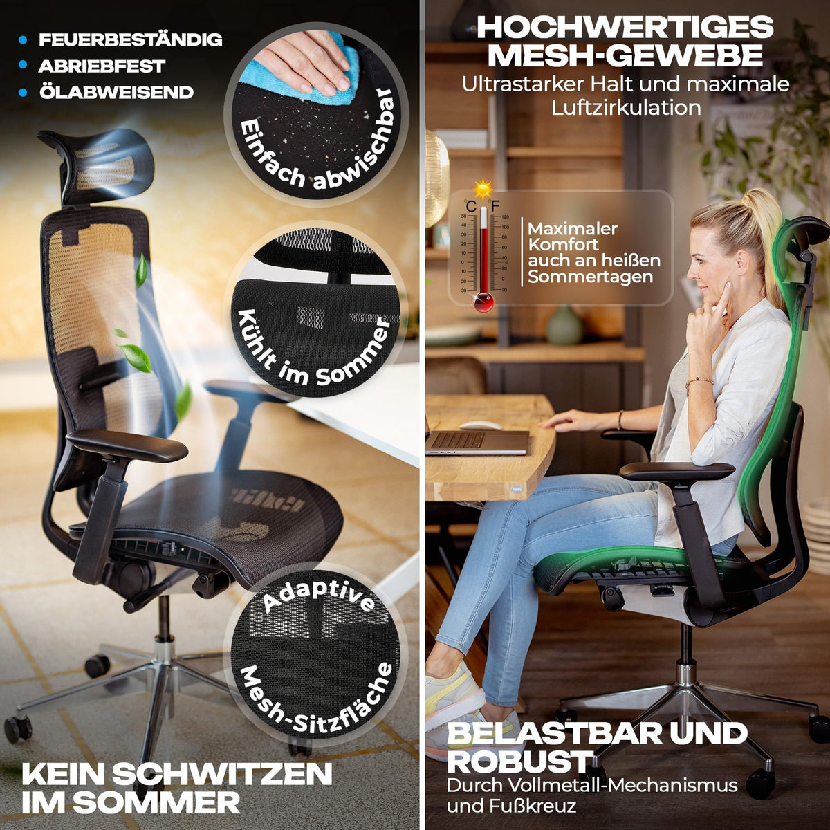 M2 Ergonomic Office Chair, Test Winner with Adjustable Armrest without Headrest for Maximum Freedom of Movement, Back-Friendly, Comfortable Desk Chair for Office and Home Office Chair