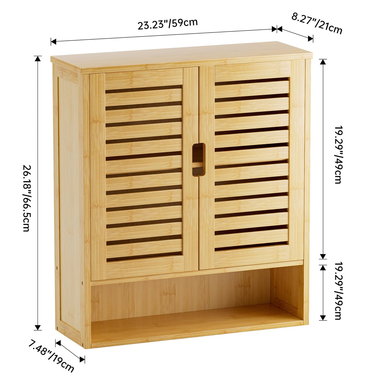 SMIBUY Bathroom Cabinet, Wall Mounted, Bamboo Over the Toilet Storage Organiser, Space Saving Medicine Cabinet with 2 Doors and Adjustable Shelves (Black)