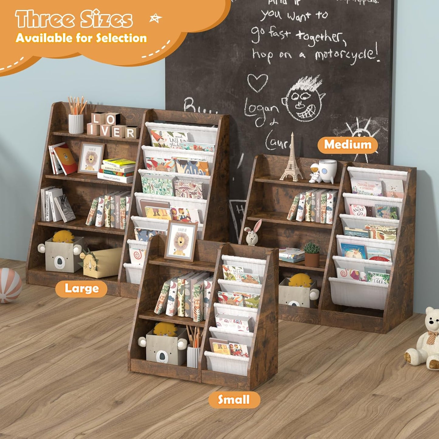 Children's Shelf, White with 5 Shelves and 4 Open Compartments, Bookcase for Children, Toy Organiser, 90 x 40 x 80 cm