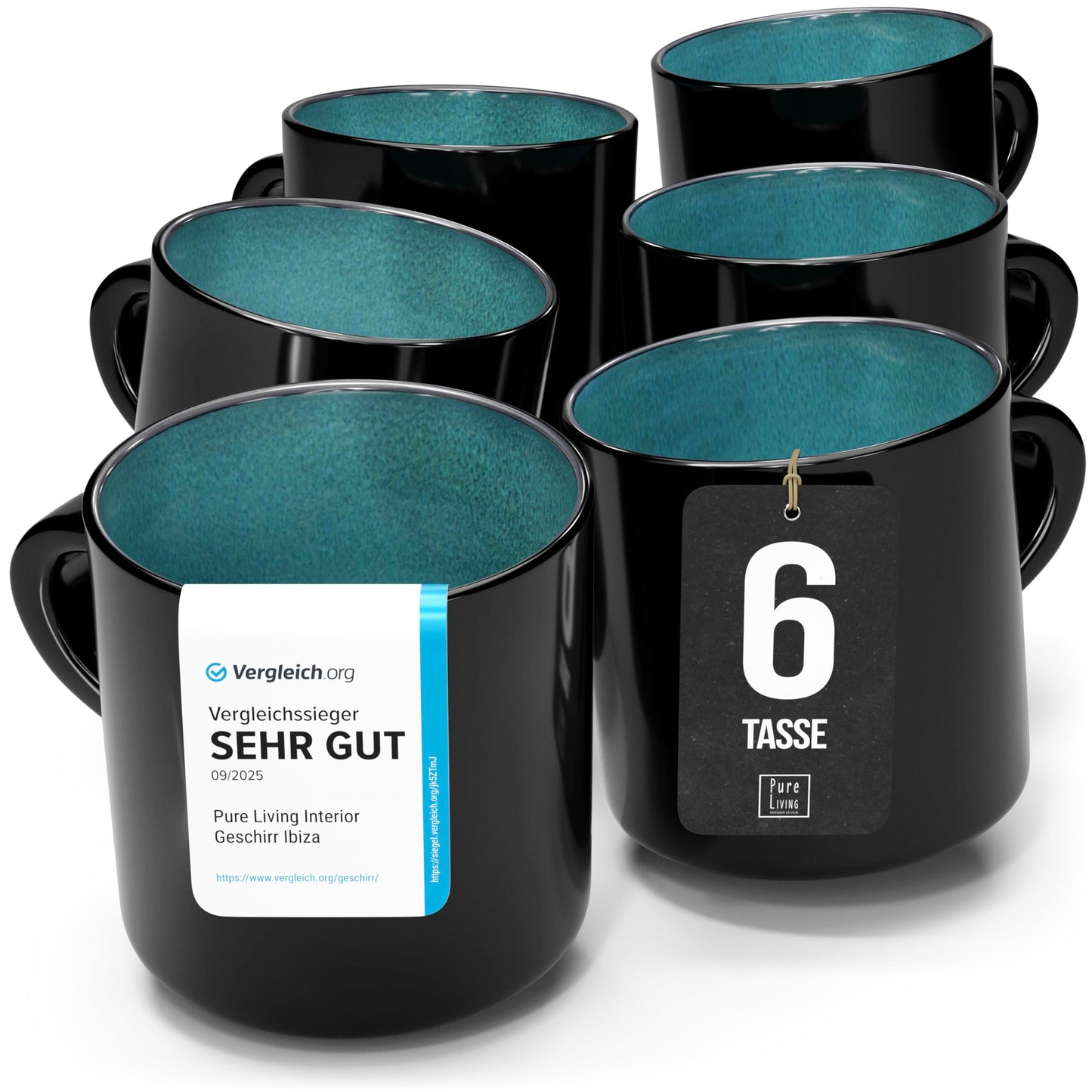 Ibiza Stoneware Crockery Set for 12 People, 48 Pieces, Test Winner, Dreamlike Mediterranean Stoneware Crockery Set, Bowl and Plate Set, Dinner Service for 12 People, Pure Living Crockery Sets in Deep