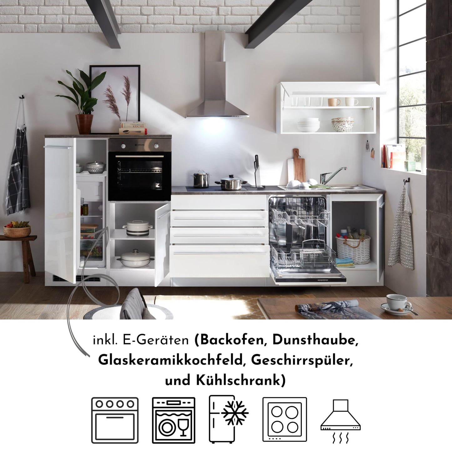 Jazz 84-129-18 Kitchen Unit without Appliances Approx. 320 x 200 x 60 cm Black