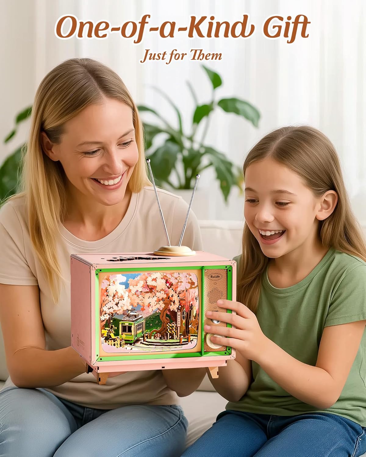 Rolife Modellbausatz Spieluhr Sakura Traumreise DIY Miniatur Haus Kit mit Kirschblüten Szene Holz Puppenhaus zur Deko für Zuhause und Bücherregal Geburtstagsgeschenk für Sie