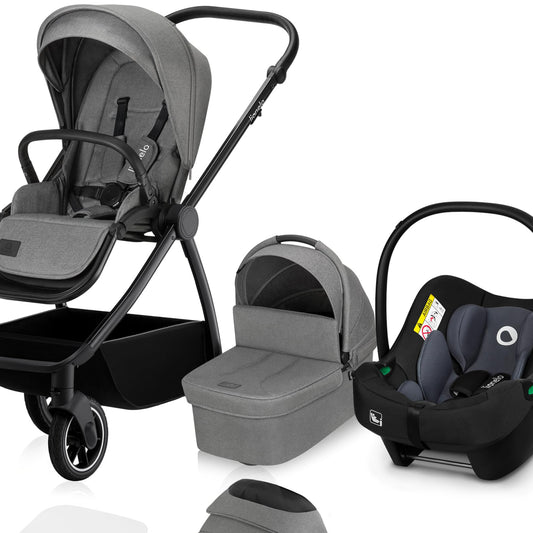 LIONELO Meril 3-in-1 Multifunctional Pushchair, 0-48 Months, Up to 22 kg, Baby Carrycot up to 9 kg, Child Seat up to 13 kg, 360° Off-Road Wheels, Full Suspension, XXL Hood with UPF50+