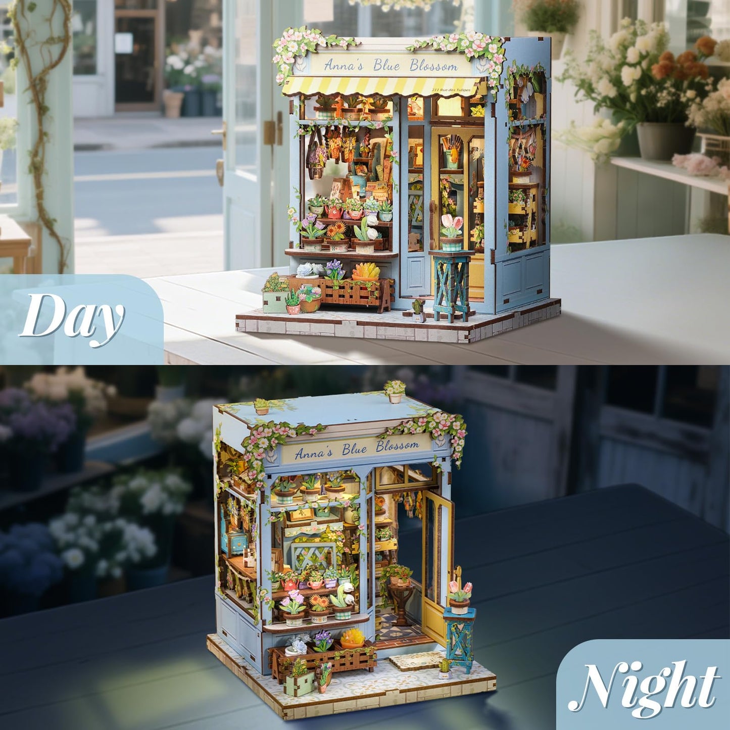 Endless Limit DIY Miniatur Haus Bausatz für Erwachsene,Puppenhaus Gewächshaus mit LED Licht,3D Puzzle Buchstütze aus Holz Modellbausatz Bastelset Bücherregal Deko Geschenken (Rose Garden Tea House)