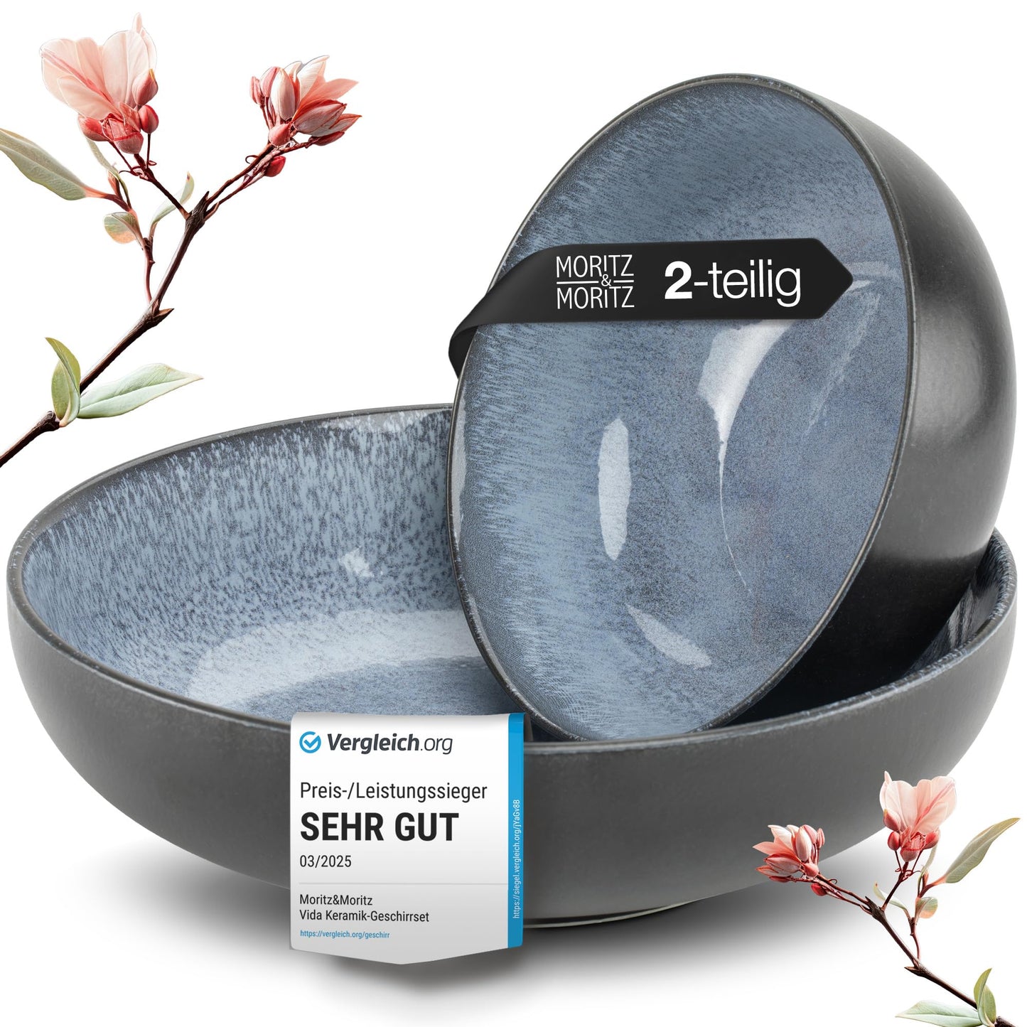 Moritz & Moritz Vida 18-Piece Crockery Set for 6 People, Elegant Plate Set Made of High-Quality Porcelain, Crockery Consisting of 6 x Dinner Plates, 6 x Dessert Plates, 6 x Soup Plates