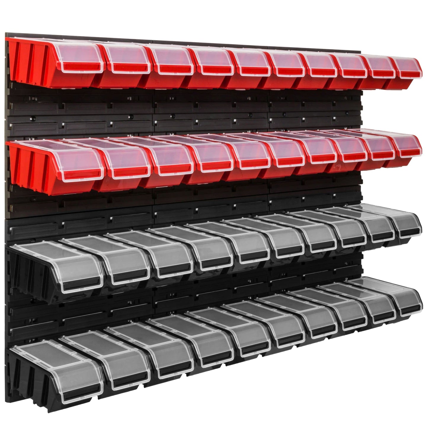 Storage System Workshop Shelving | 117 x 78 cm | Pack of 66 | Wall Shelf with Stacking Boxes - Wall Plates Extra Strong Chute Shelf Warehouse Hole Wall Storage Shelf Garage Shelf (3)