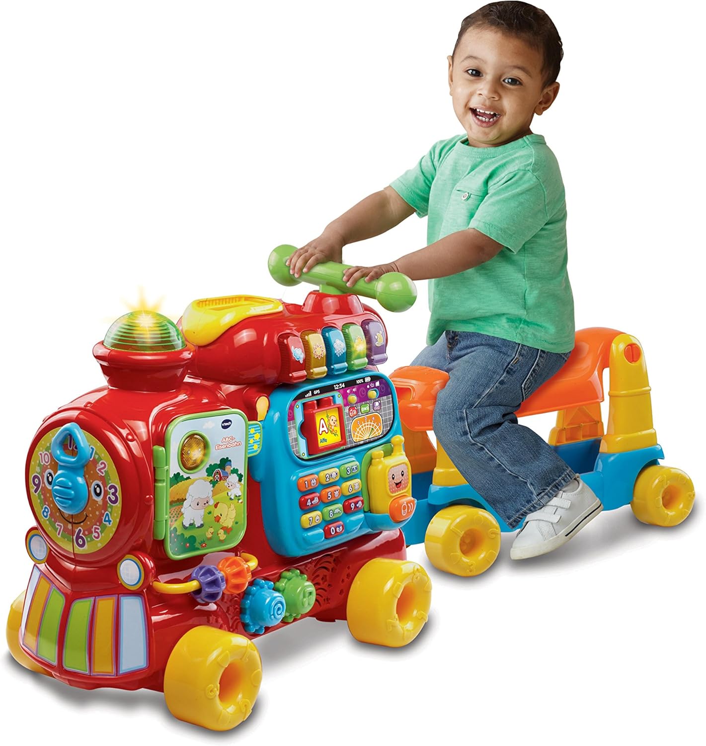 VTech Baby ABC Railway - Ride-on Vehicle, Pull or Walker and Play Board with Numbers, Letters, Colours, Animals and Music - For Children Aged 12-36 Months