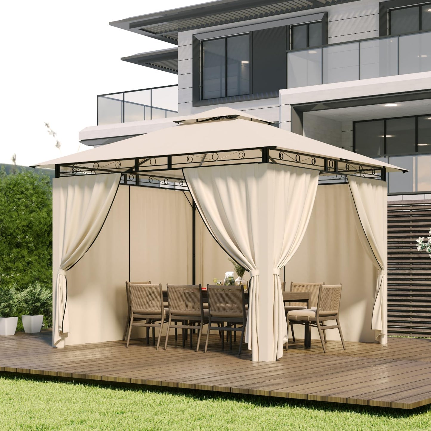 Gazebo 3 x 3 Waterproof Stable Winterproof, Garden Gazebo, Tarpaulin, Garden Gazebo, Metal Frame Gazebo, Grey