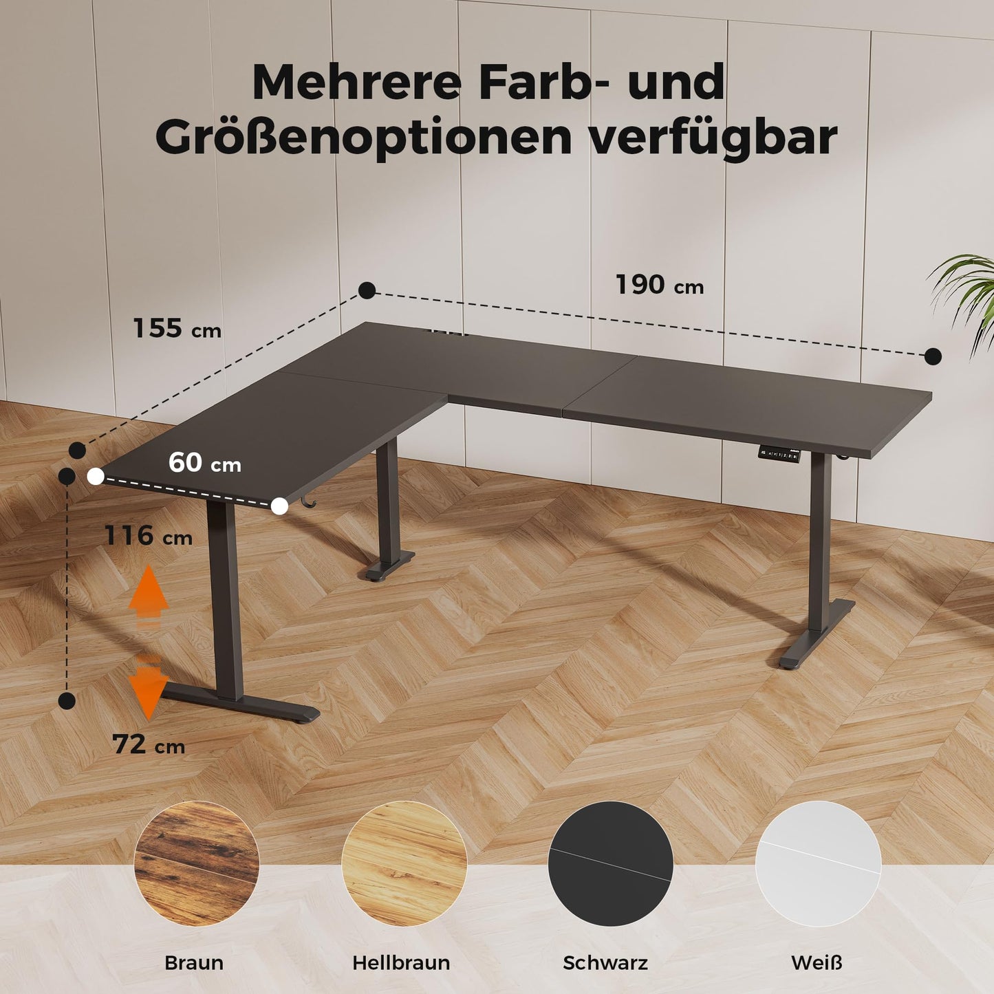Agilestic L-Shaped Height-Adjustable Desk, 160 x 140 cm Desk, Height Adjustable, Electric, Corner Desk, Ergonomic Standing Seat Table, Computer Desk, White