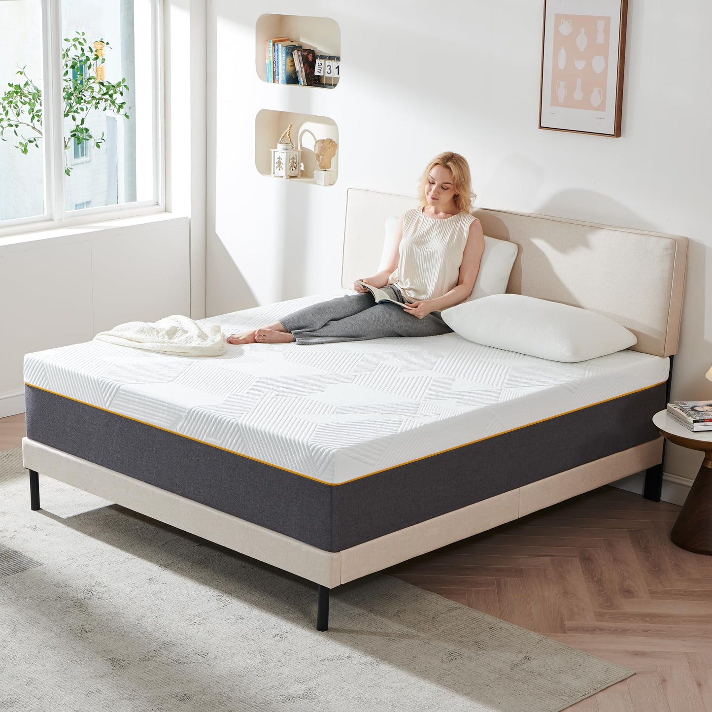 Mattress 160 x 200 x 16 cm Hardness H3, Height 16 cm Cold Foam Mattress with Washable Cover, Fabric with Soft Surface, Comfort Foam Mattress for Youth (160 x 200 cm), Medium Hardness