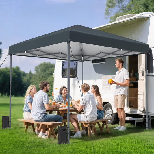 DWVO Folding Gazebo, Foldable Stable Pop Up Weatherproof Garden Gazebo with Protection, Height Adjustable for All Seasons, Ideal for Markets, Pool, Waterproof and Robust, 3 x 3 m, Grey