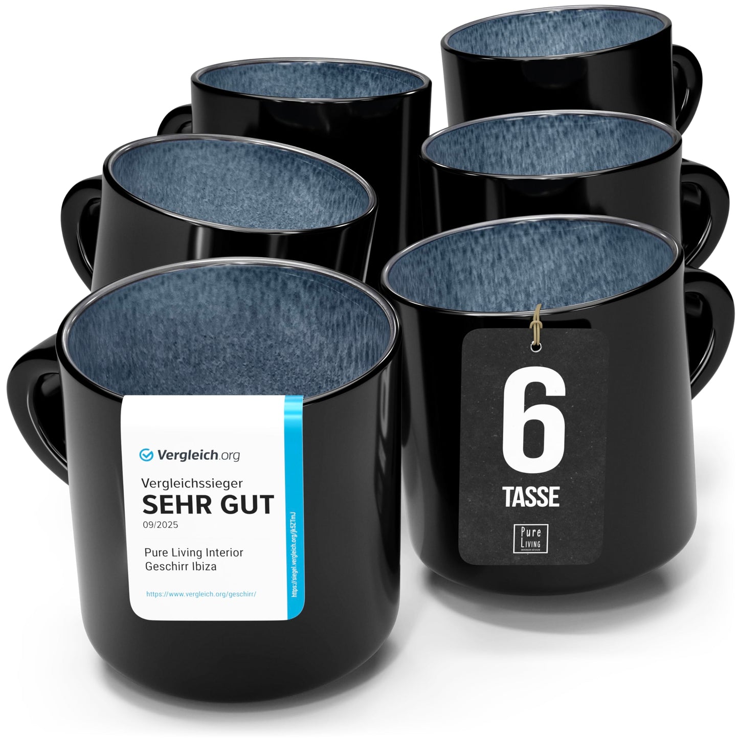 Ibiza Stoneware Crockery Set for 12 People, 48 Pieces, Test Winner, Dreamlike Mediterranean Stoneware Crockery Set, Bowl and Plate Set, Dinner Service for 12 People, Pure Living Crockery Sets in Deep