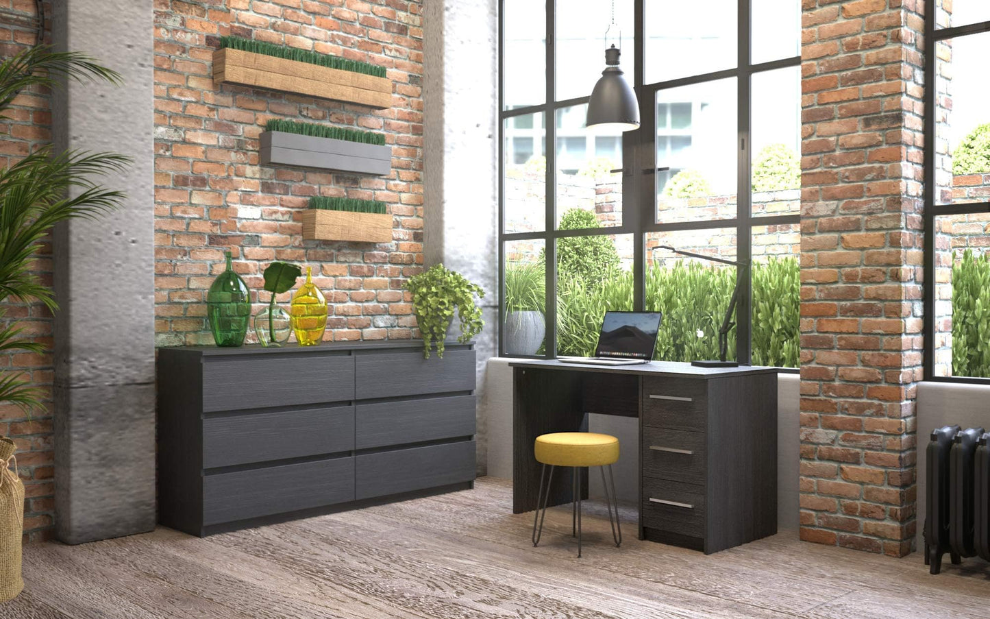 Amazon brand - Movian Idro modern desk, computer desk with 3 drawers, 56 x 110 x 73.5, white