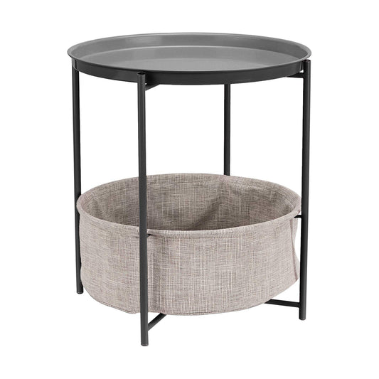 Amazon Basics Beistelltisch, rund, mit Aufbewahrungslösung, Leichte Creme Heidekraut Beistelltisch 44.96 x 44.96 x 48.0 cm