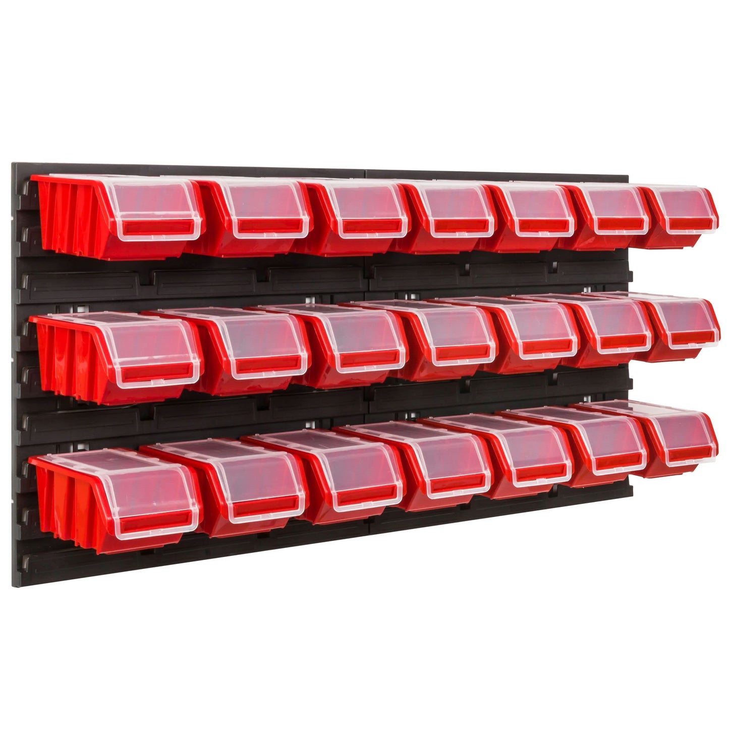 Storage System Workshop Shelf, 78 x 39 cm, Pack of 21 Box, Wall Shelf with Stacking Boxes, Wall Plates, Extra Strong Chute Shelf, Warehouse Perforated Wall, Storage Shelf, Garage Shelf (Red)