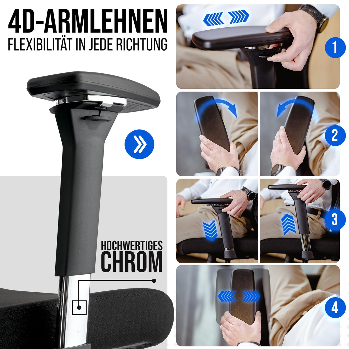 Ergonomic Office Chair [Test Winner] Scratch-Free Wheels Breathable Ergonomic Desk Chair Office Chair 150 kg Load Capacity Computer Chair Swivel Chair Home Office Chair Ergonomic