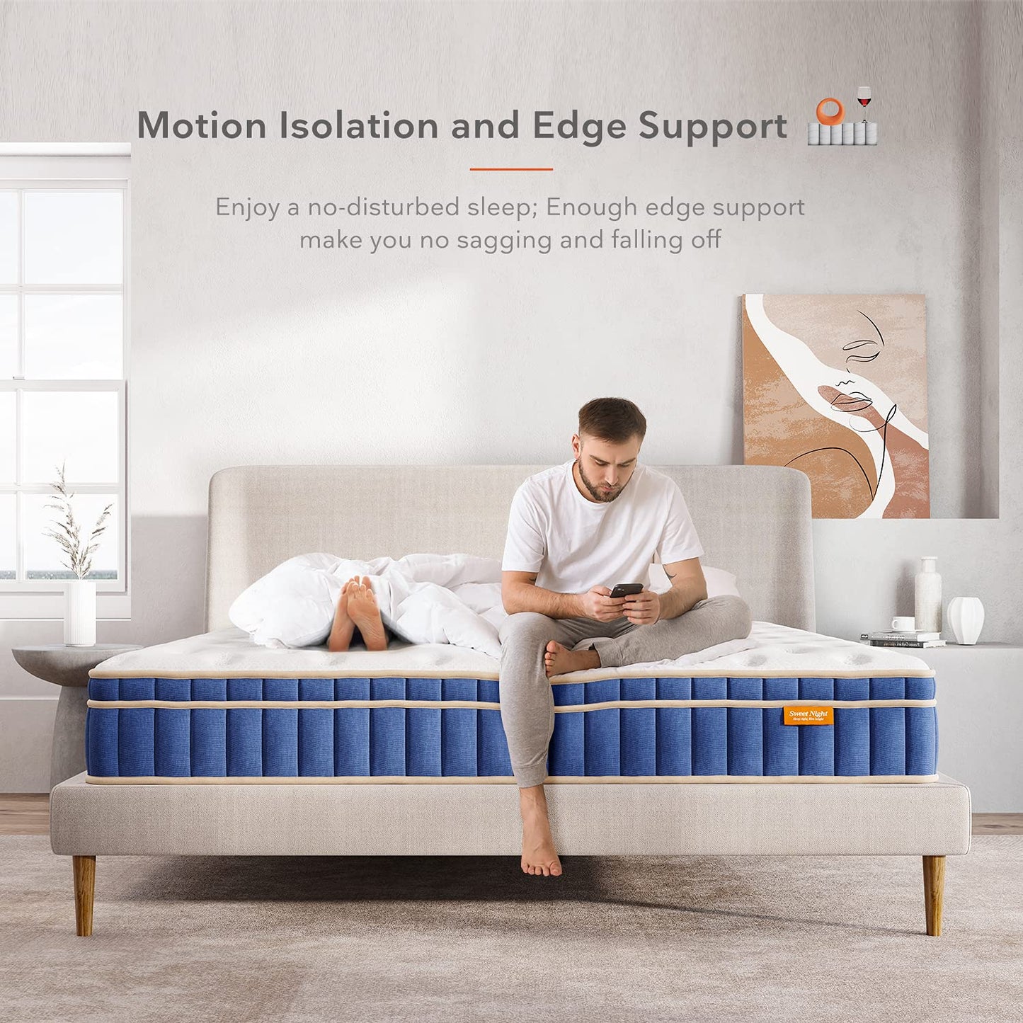 Sweetnight Mattress 160 x 190 cm, Pocket Spring Core Mattress with 7-Zones, Breathable, Orthopaedic, Height 20 cm, Hardness H4