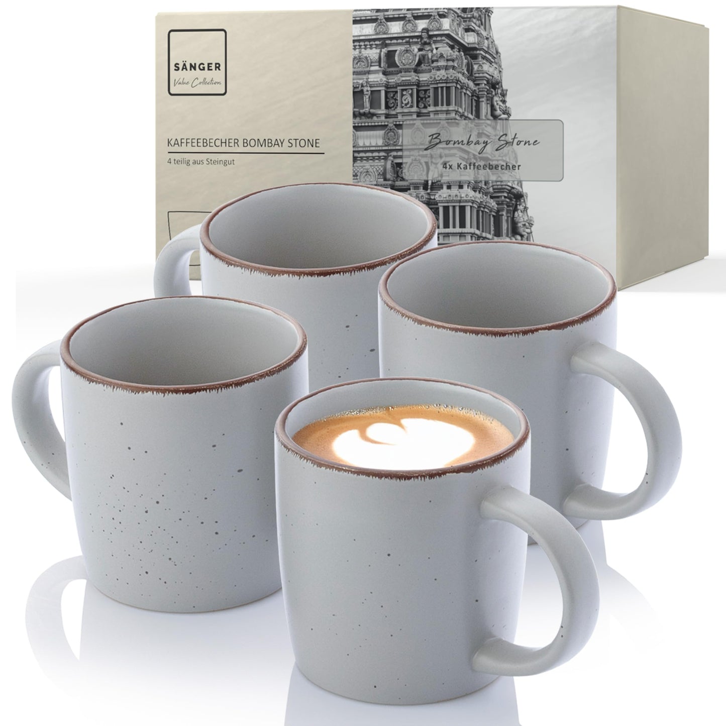 SÄNGER Bombay Seabed Crockery Service 20 Pieces, Stoneware Crockery for 4 People, 4 x Dinner Plates, 4 x Dessert Plates, 4 x Bowls, 4 x Pasta Plates, 4 x Coffee Mugs, Plate Set Colourful Value