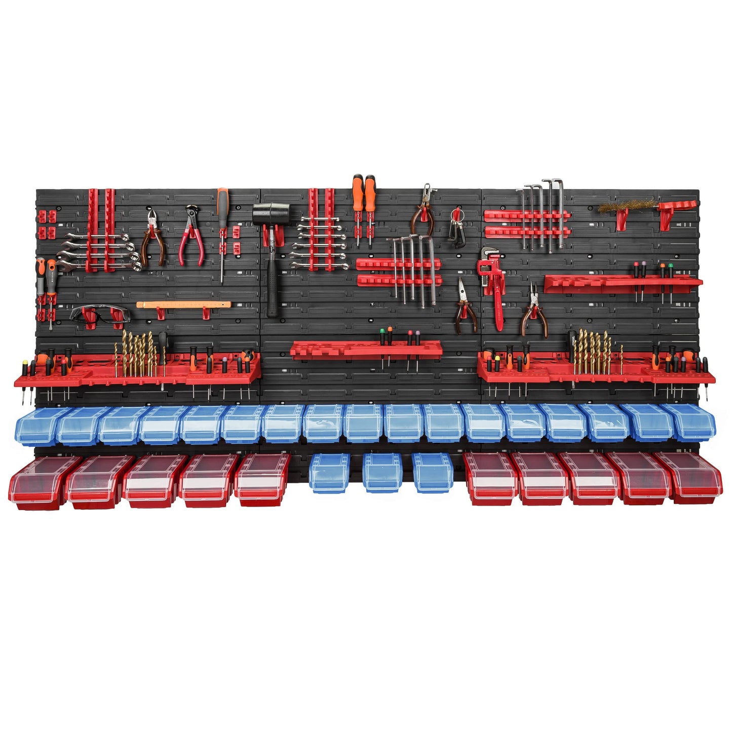 botle 178 x 78 cm Wall Shelf 30 Storage Boxes Lid Tool Holder Stacking Boxes Workbench