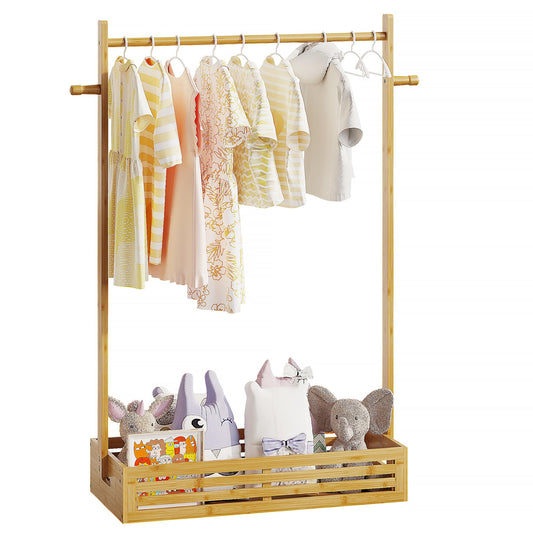Baby Clothes Rack for Toddlers, Pet Clothes Rack with Storage Box & Adjustable Clothes Rail for Dogs/Cats, Baby Shower Wardrobe with Handle for Children's Room