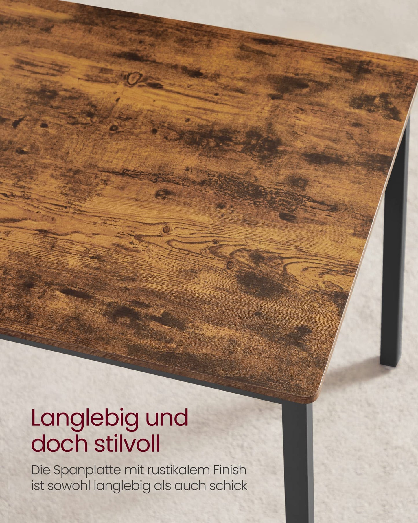 Vasagle Dining Table Kitchen Table Set 110 x 70 x 75 cm with 2 Benches 97 x 30 x 50 cm Metal Frame Kitchen Living Room Dining Room Industrial Design Vintage Brown Black KDT070B01