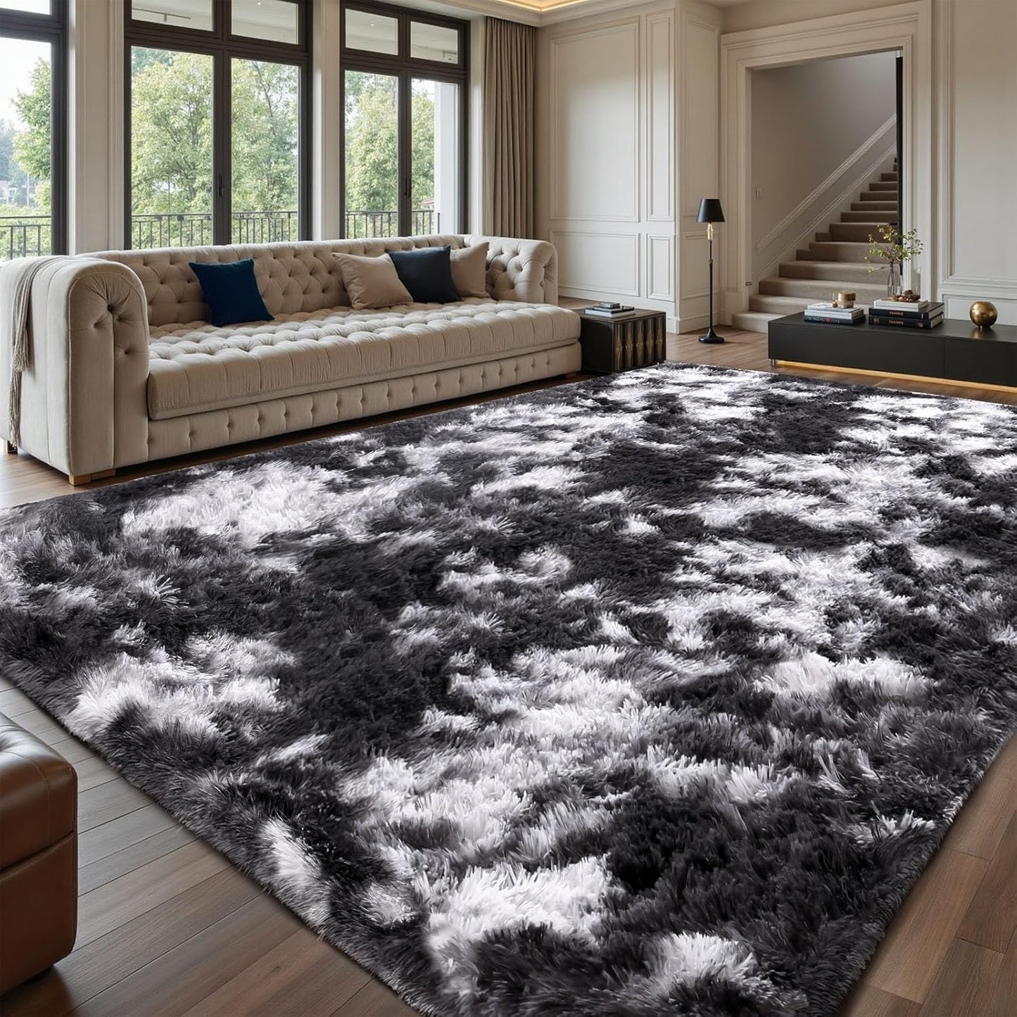 Sour Lemon Hochflor Teppich Grau Teppich Wohnzimmer 140x200 Waschbar Anti-Rutsch Extra Große Teppiche Schlafzimmer Flauschige Moderne Teppiche Matte Teppichen für Schlafzimmer Kinderzimmer