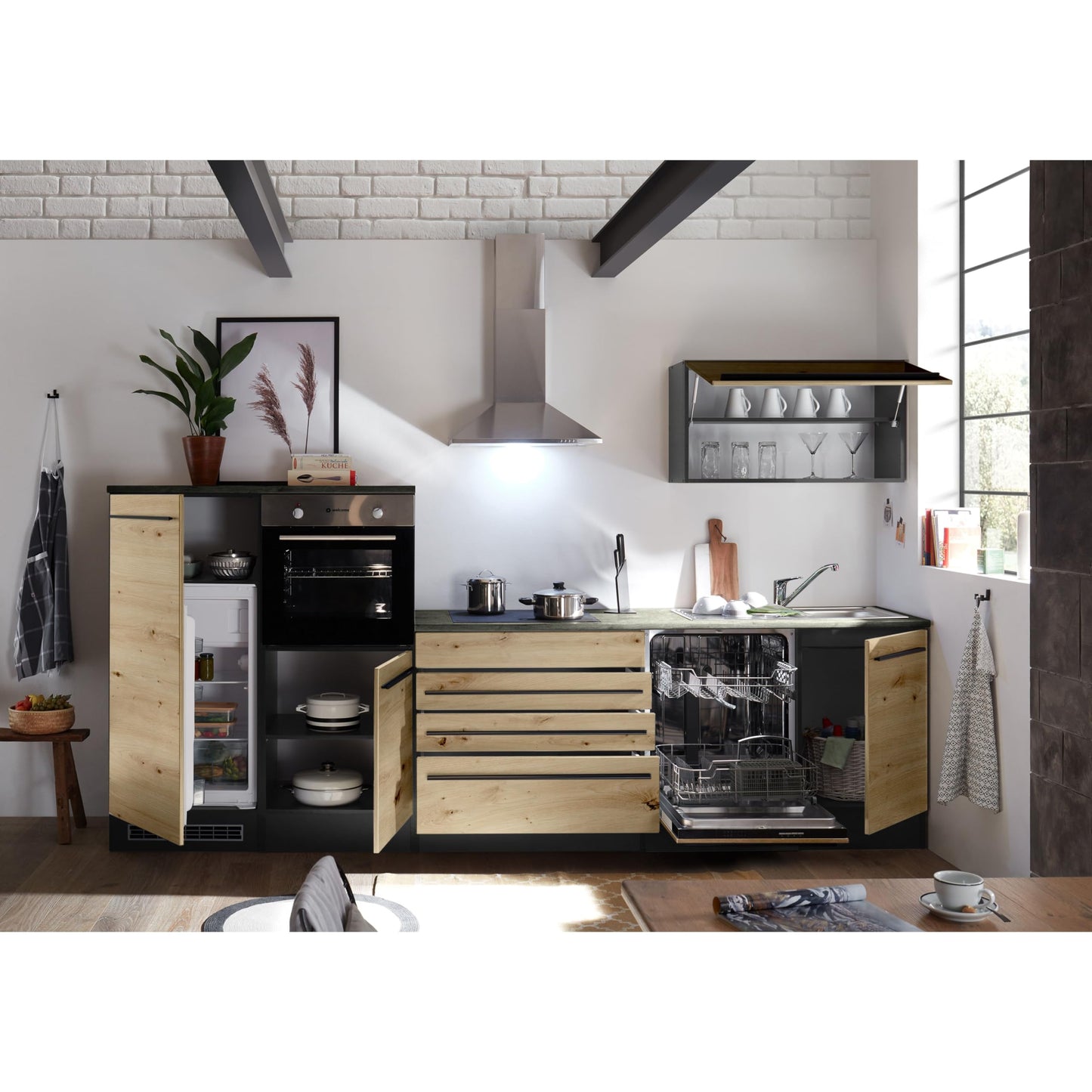 Jazz 84-129-18 Kitchen Unit without Appliances Approx. 320 x 200 x 60 cm Black